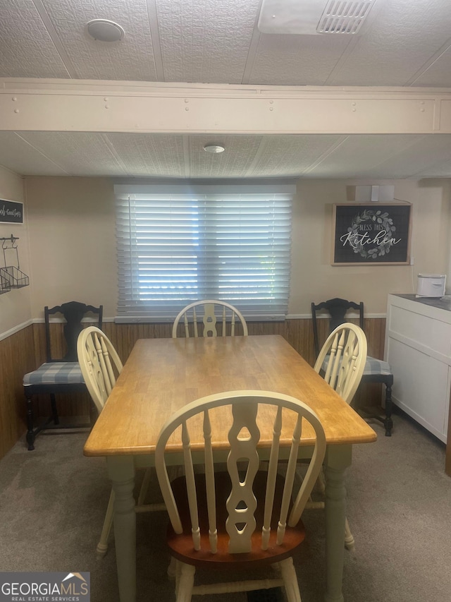 32 Yogi Bear Blvd, Cleveland, GA 30528 - dining room with carpet, a wainscoted wall, and wooden walls