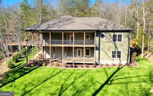 2628 Rolling River Dr, Hiawassee, GA 30546 - rear view of property featuring a yard and a deck