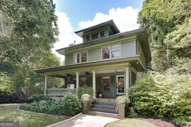 781 Boulevard, Athens, GA 30601 - american foursquare style home with covered porch and a ceiling fan