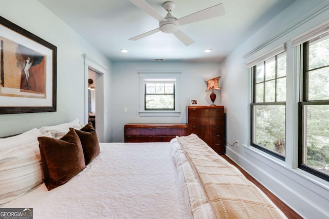 781 Boulevard, Athens, GA 30601 - bedroom with wood finished floors, recessed lighting, baseboards, and ceiling fan