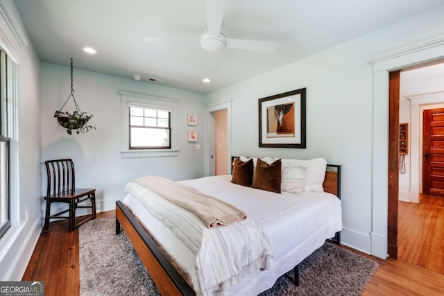 781 Boulevard, Athens, GA 30601 - bedroom featuring wood finished floors, recessed lighting, baseboards, and a ceiling fan