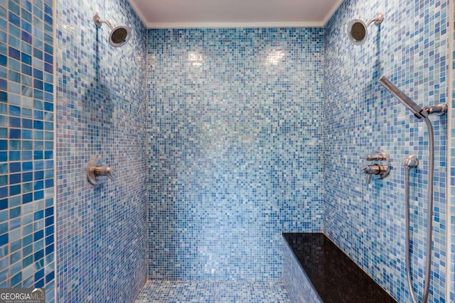 781 Boulevard, Athens, GA 30601 - bathroom featuring a tile shower and crown molding