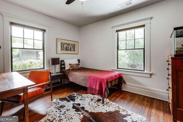 781 Boulevard, Athens, GA 30601 - bedroom with multiple windows, wood-type flooring, baseboards, and a ceiling fan