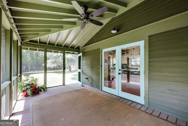 781 Boulevard, Athens, GA 30601 - unfurnished sunroom with french doors and ceiling fan