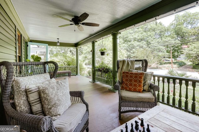 781 Boulevard, Athens, GA 30601 - wooden porch with ceiling fan