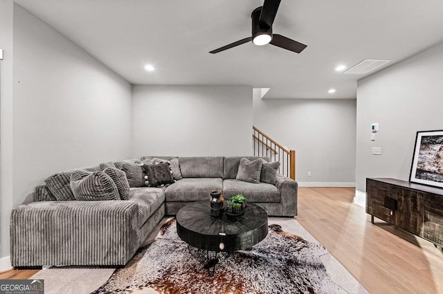 980 Bridge Rd, Ellijay, GA 30540 - living area with light wood-type flooring, recessed lighting, and a ceiling fan