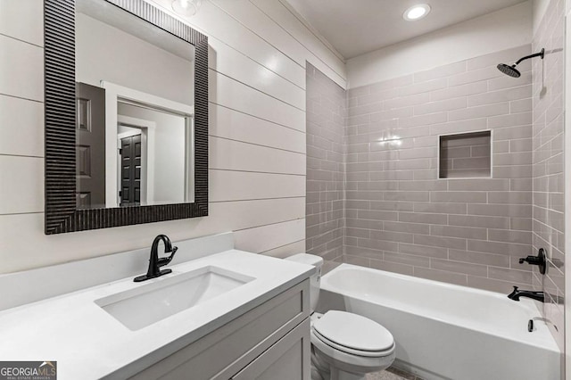 980 Bridge Rd, Ellijay, GA 30540 - bathroom featuring vanity, washtub / shower combination, and recessed lighting