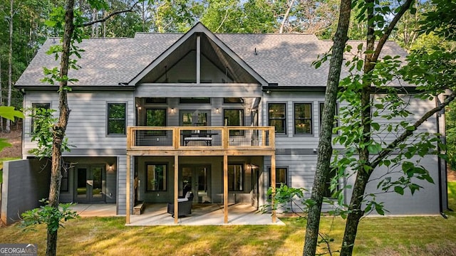 980 Bridge Rd, Ellijay, GA 30540 - back of property featuring french doors, a yard, and a patio