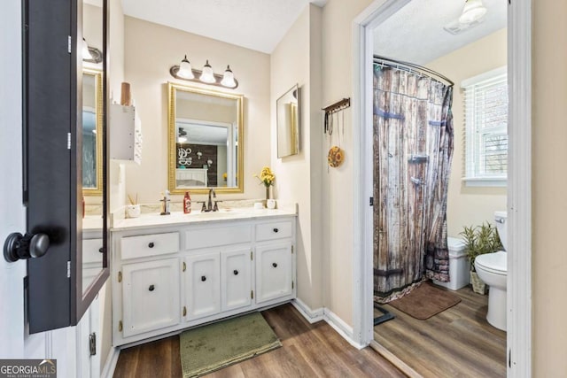 2019 Wiltshire Pl, Snellville, GA 30078 - full bathroom featuring wood finished floors, vanity, and a shower with shower curtain