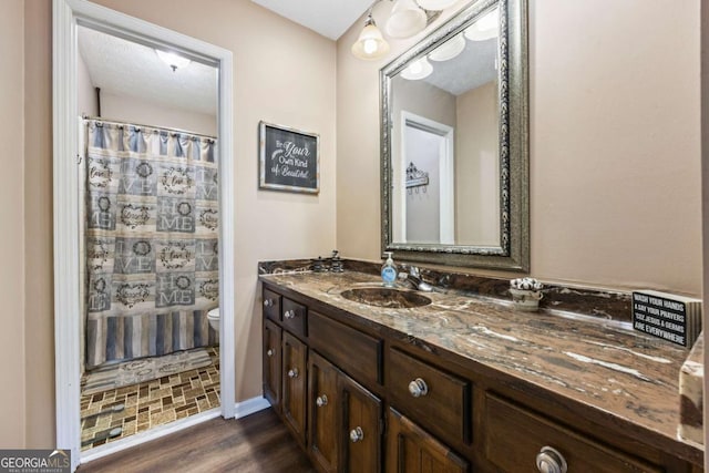 2019 Wiltshire Pl, Snellville, GA 30078 - full bath with vanity, wood finished floors, and a shower with curtain