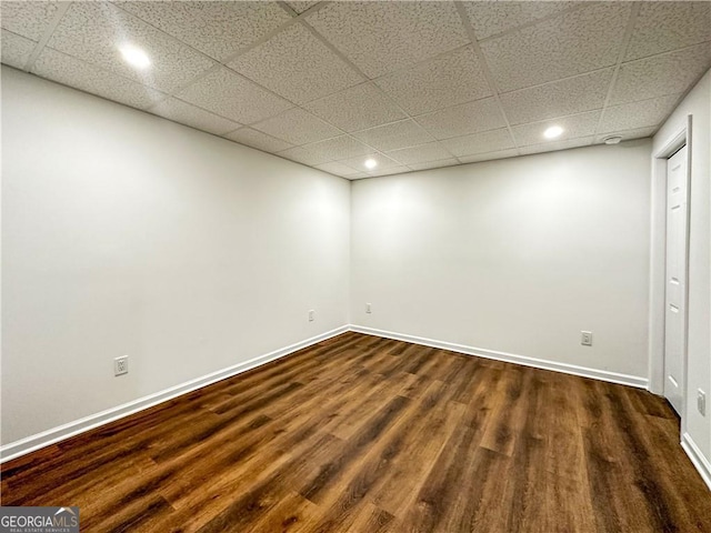 365 Morning Dew Cir, Roswell, GA 30075 - spare room featuring a drop ceiling, dark wood finished floors, recessed lighting, and baseboards