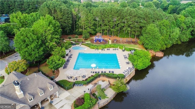 365 Morning Dew Cir, Roswell, GA 30075 - bird's eye view of a nearby body of water and a pool