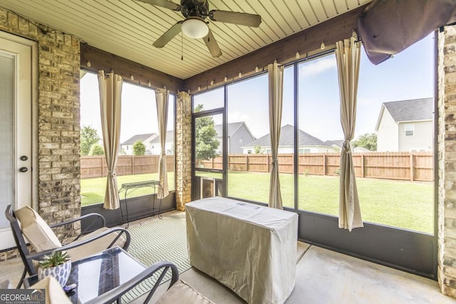 213 Barnyard Way, Perry, GA 31069 - sunroom featuring a ceiling fan