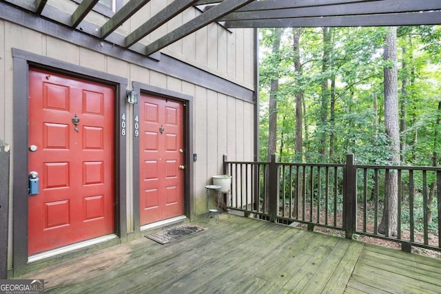 408 River Run Dr, Sandy Springs, GA 30350 - doorway to property featuring a deck