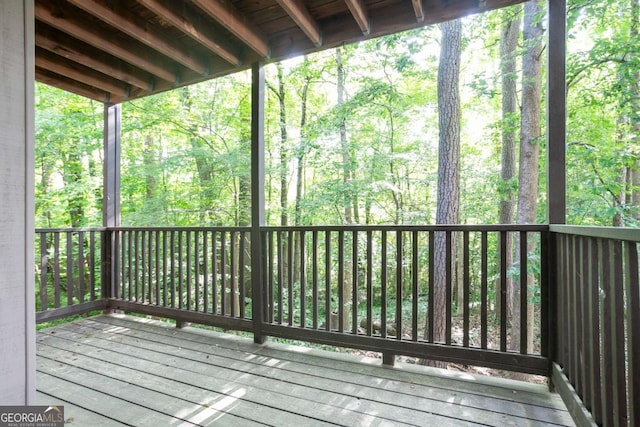 408 River Run Dr, Sandy Springs, GA 30350 - wooden terrace with a forest view