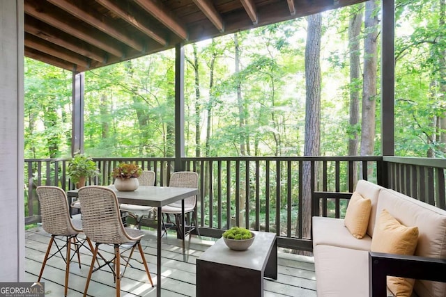 408 River Run Dr, Sandy Springs, GA 30350 - wooden deck featuring outdoor dining space and an outdoor hangout area