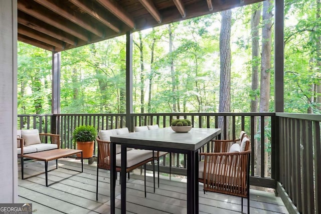 408 River Run Dr, Sandy Springs, GA 30350 - wooden terrace featuring outdoor dining area