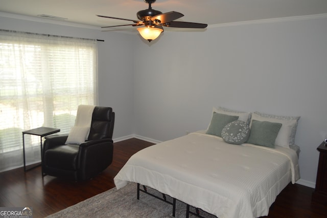 5427 Woodstream Ct, Gainesville, GA 30507 - bedroom with wood finished floors, crown molding, baseboards, and a ceiling fan