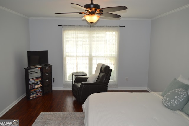 5427 Woodstream Ct, Gainesville, GA 30507 - bedroom featuring crown molding, wood finished floors, baseboards, and ceiling fan
