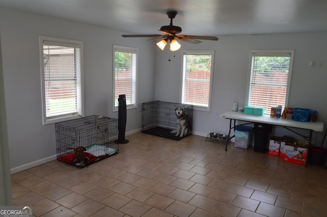 5427 Woodstream Ct, Gainesville, GA 30507 - dining space featuring ceiling fan, baseboards, and light tile patterned floors