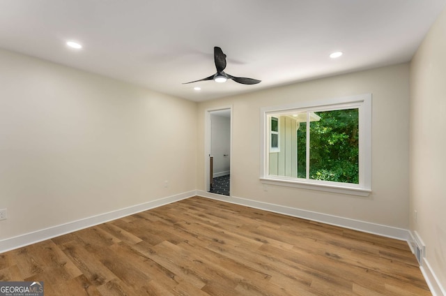 1364 Willis Mill Rd SW, Atlanta, GA 30311 - empty room featuring a ceiling fan, baseboards, wood finished floors, and recessed lighting