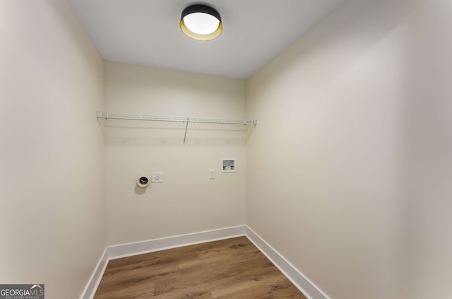 1364 Willis Mill Rd SW, Atlanta, GA 30311 - washroom with hookup for an electric dryer, hookup for a washing machine, baseboards, and wood finished floors
