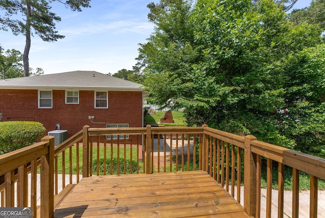 1364 Willis Mill Rd SW, Atlanta, GA 30311 - wooden terrace featuring central air condition unit and a yard