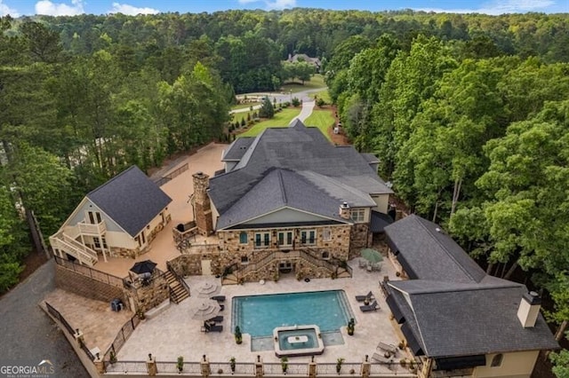 37 Retreat Rdg, Cartersville, GA 30120 - view from above of property featuring a heavily wooded area and a pool