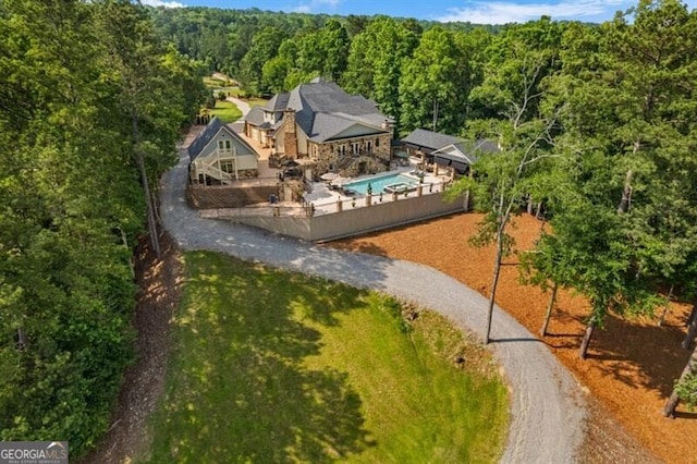 37 Retreat Rdg, Cartersville, GA 30120 - aerial view of property and surrounding area with a forest and a pool