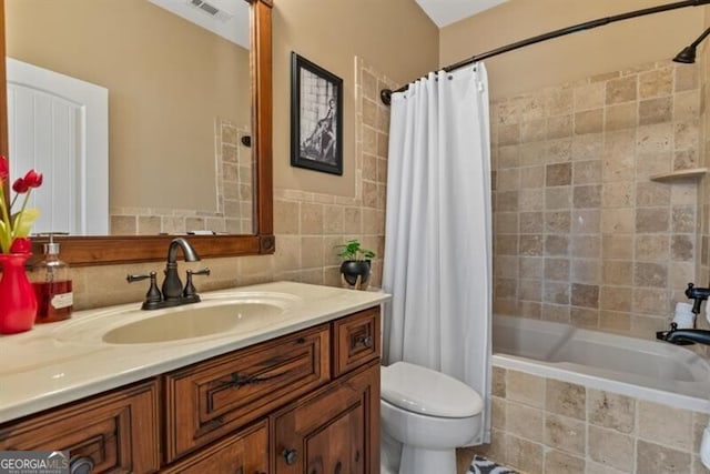 37 Retreat Rdg, Cartersville, GA 30120 - bathroom with vanity, tiled shower / bath, and tile walls
