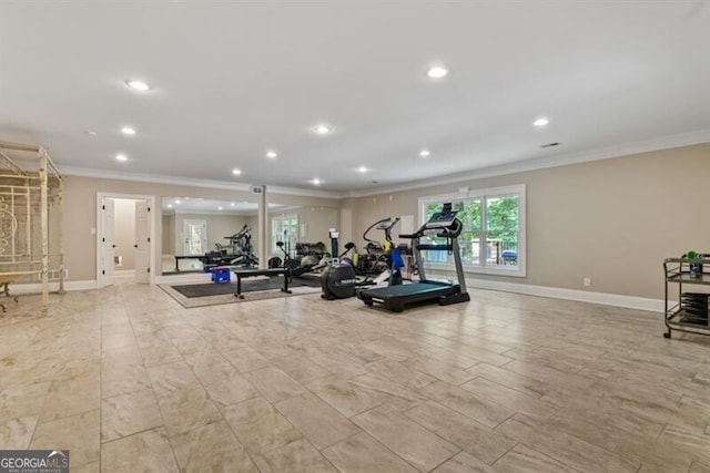 37 Retreat Rdg, Cartersville, GA 30120 - exercise room with crown molding and recessed lighting