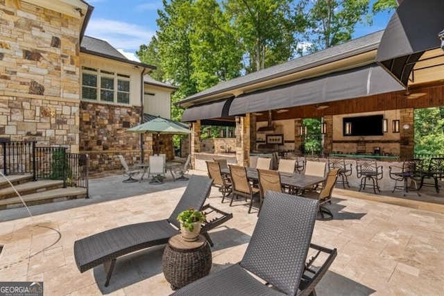 37 Retreat Rdg, Cartersville, GA 30120 - view of patio with outdoor dining area, an outdoor bar, and a gazebo