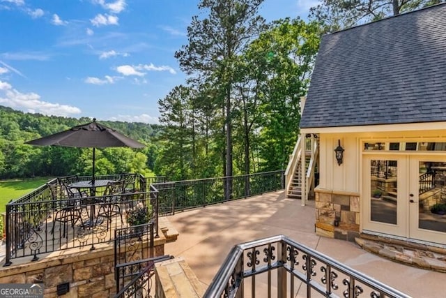 37 Retreat Rdg, Cartersville, GA 30120 - view of patio / terrace featuring stairway, outdoor dining area, and french doors