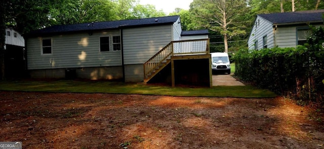 1227 Kenilworth Dr SW, Atlanta, GA 30310 - rear view of house featuring stairway, crawl space, and a deck