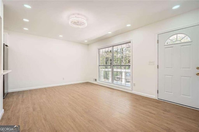 4201 Regal Ridge Rd, Austell, GA 30106 - entrance foyer with light wood-style flooring, baseboards, and recessed lighting
