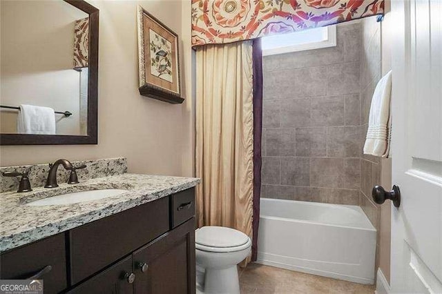 715 Creekside Bnd, Alpharetta, GA 30004 - bathroom with vanity, toilet, and shower / bathtub combination with curtain