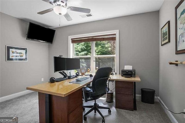 715 Creekside Bnd, Alpharetta, GA 30004 - carpeted office space with baseboards and ceiling fan