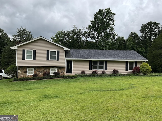 1776 Smokey Rd, Lagrange, GA 30241 - tri-level home featuring a front yard and stone siding