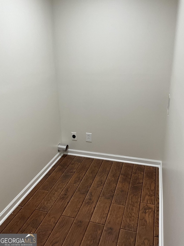 1776 Smokey Rd, Lagrange, GA 30241 - laundry area with electric dryer hookup, dark wood-style flooring, and baseboards