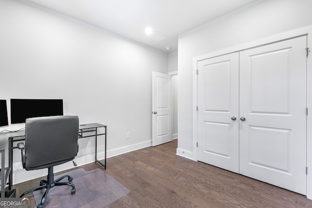 411 Riverclub Rd, Acworth, GA 30101 - home office with wood finished floors, recessed lighting, and baseboards