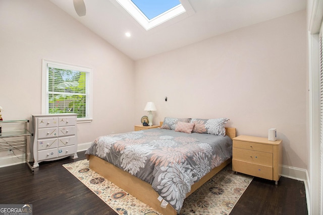 1292 Eubanks Ave, East Point, GA 30344 - bedroom featuring wood finished floors, a skylight, lofted ceiling, and recessed lighting