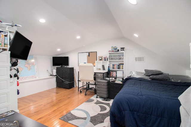 1292 Eubanks Ave, East Point, GA 30344 - bedroom with wood finished floors, vaulted ceiling, and recessed lighting