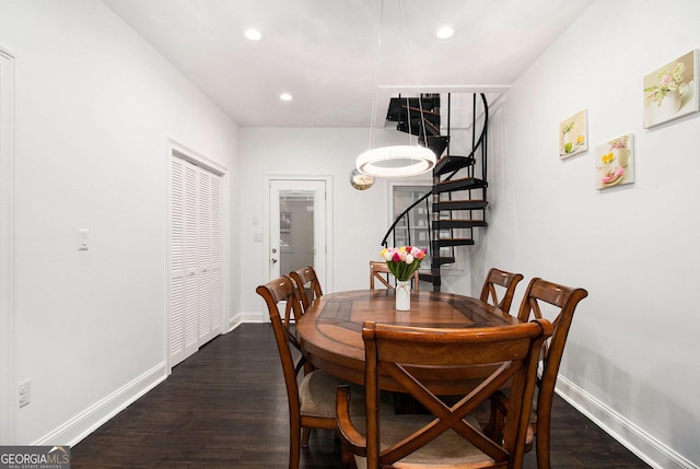 1292 Eubanks Ave, East Point, GA 30344 - dining room with stairway, recessed lighting, and dark wood-style floors