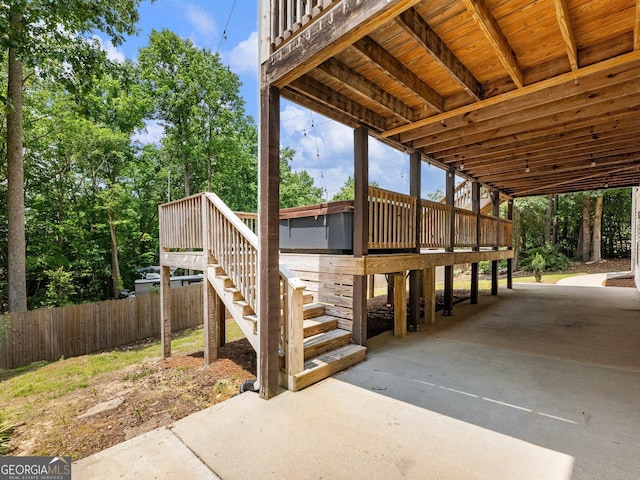 6439 Mossy Boulder Dr, Flowery Branch, GA 30542 - view of patio / terrace with stairway and a wooden deck