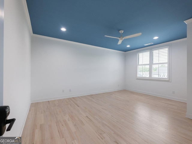 5832 Lula Bridge Ln, Braselton, GA 30517 - spare room featuring crown molding, ceiling fan, wood finished floors, and recessed lighting