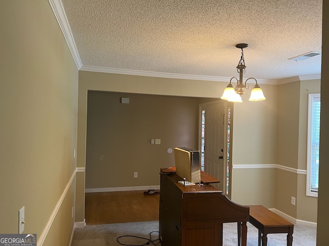 5327 Yoshino Ter, Powder Springs, GA 30127 - office space featuring a textured ceiling, ornamental molding, and wood finished floors