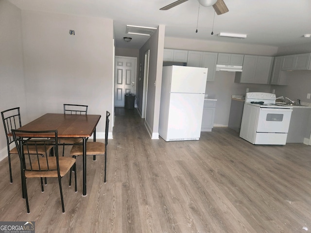 116 Ronald Pride Blvd, Fort Valley, GA 31030 - dining room featuring light wood-type flooring, baseboards, and ceiling fan