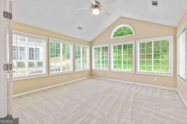 140 Rehobeth Way, Fayetteville, GA 30214 - unfurnished sunroom featuring carpet floors and vaulted ceiling