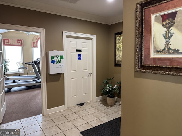 140 Rehobeth Way, Fayetteville, GA 30214 - foyer featuring light tile patterned floors and crown molding