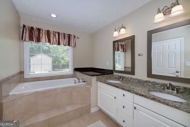 35 Deep Springs Way, Covington, GA 30016 - full bath with double vanity, a bath, and tile patterned flooring